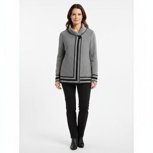 Betty-Betty Firenze M Wool Knit sweater Jacket Grey Shawl Collar Cozy Chic Italy